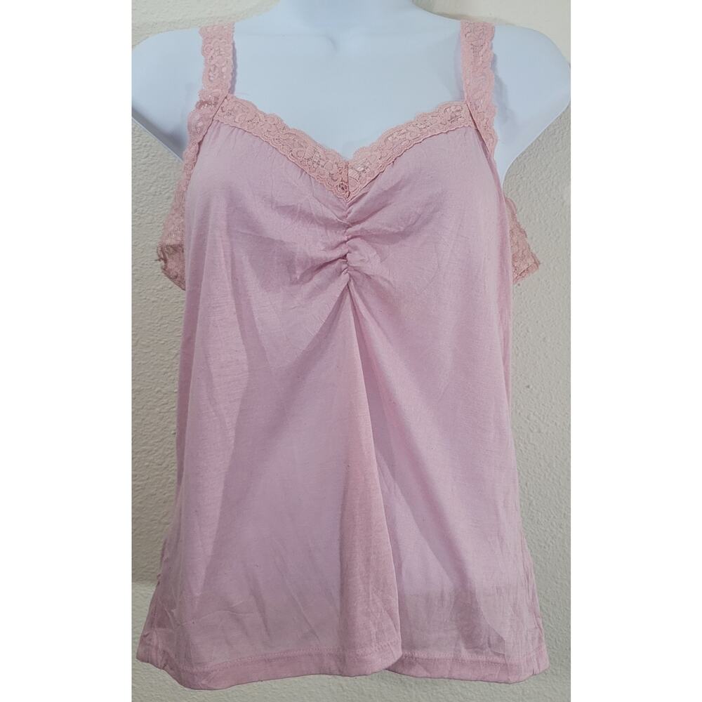 JKLA California Pink Mauve Lace Trim Tank Top Medium Sleeveless Lightweight Soft